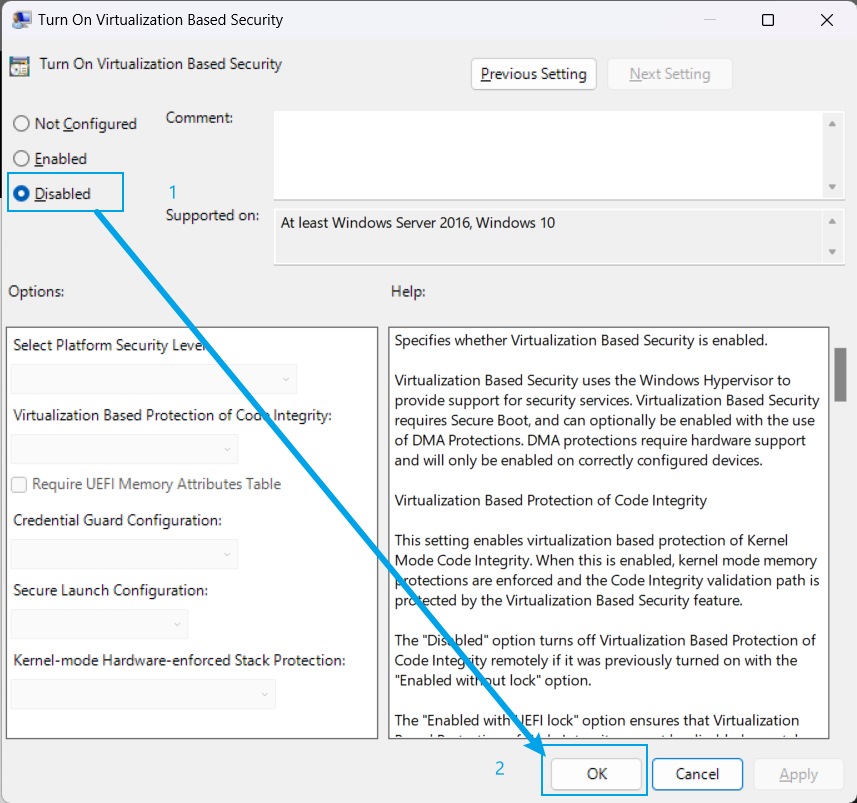 disable vbs