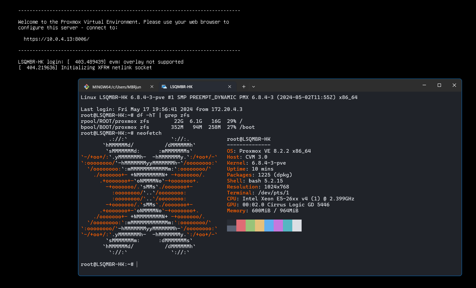 ZFS installed