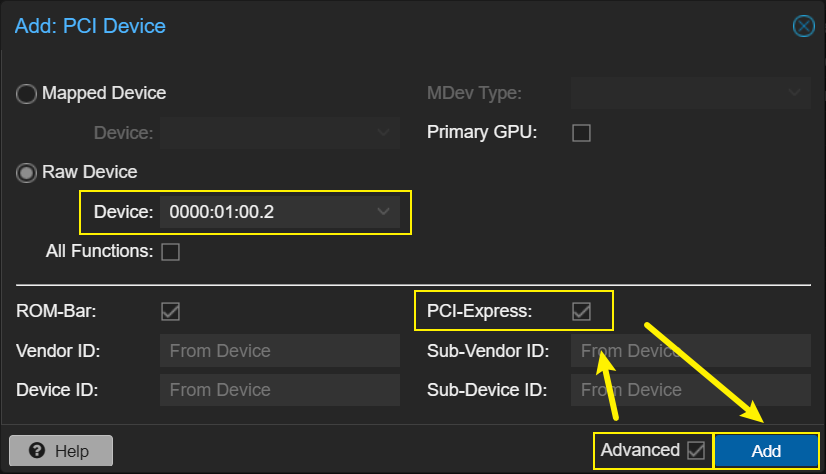 Proxmox add PCIe